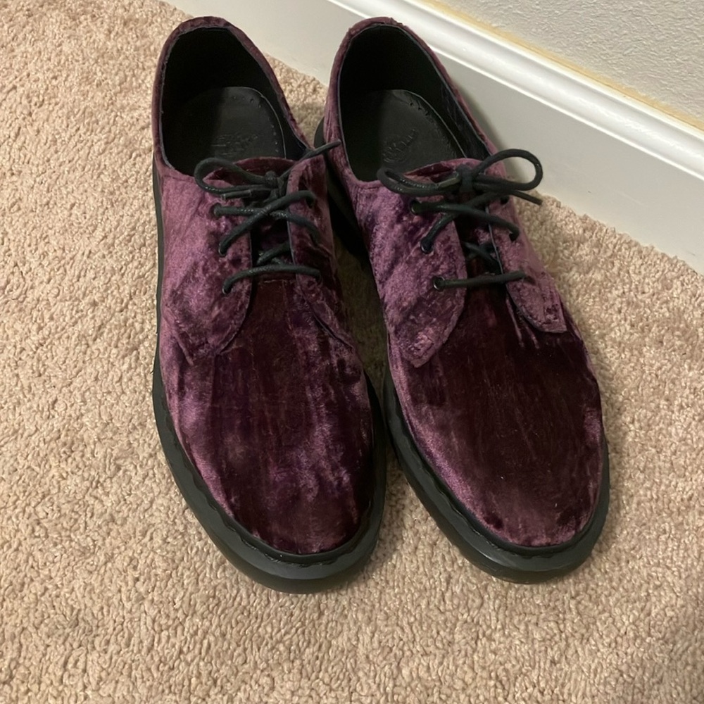 Dr. Martens purple velvet shoes